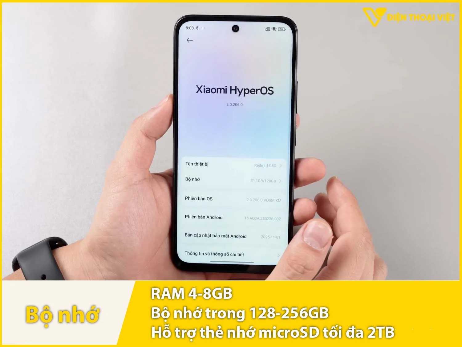 REDMI 15 5G có RAM 4-8GB & Bộ nhớ trong 128-256GB