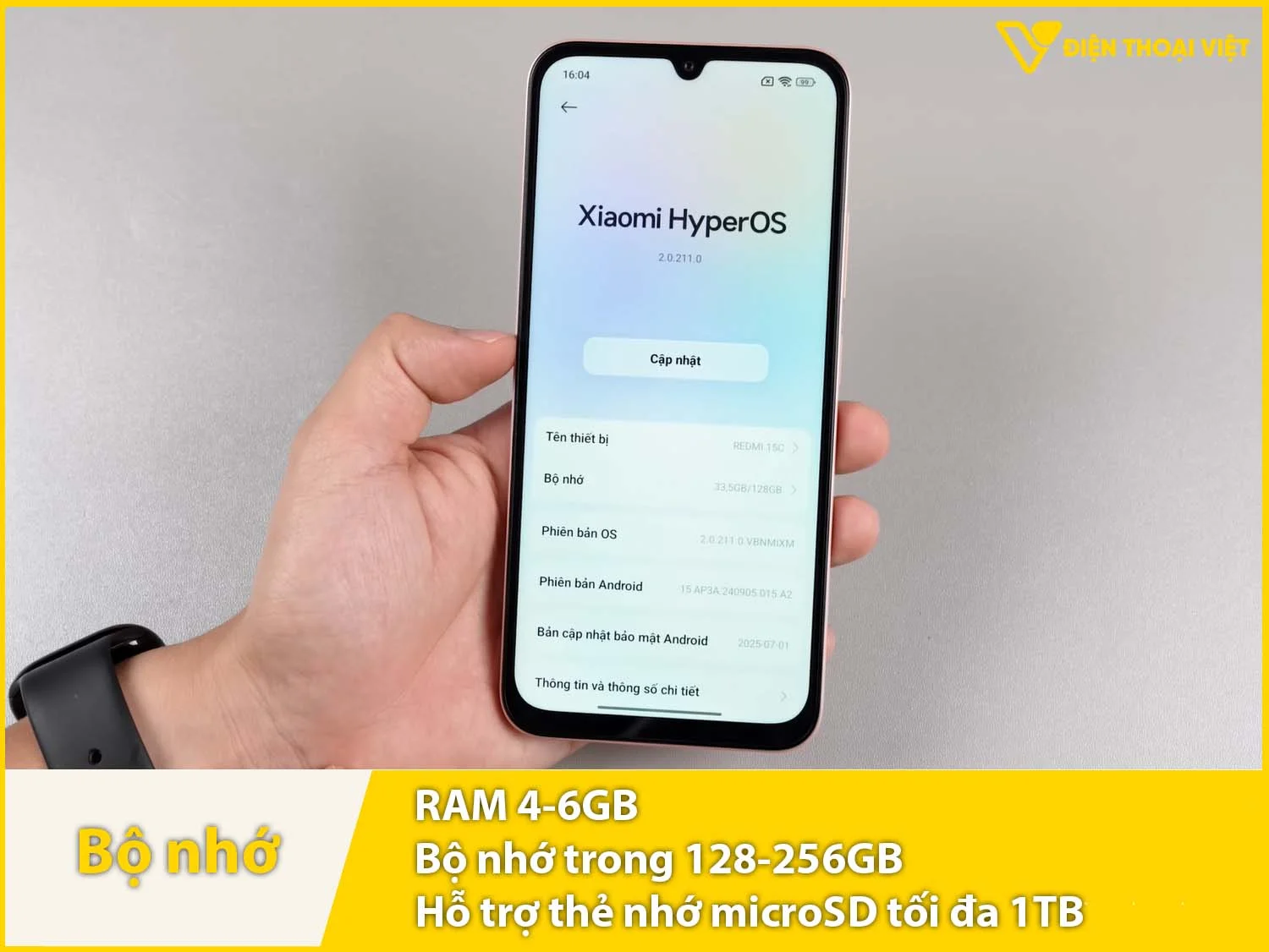 REDMI 15C có RAM 4-6GB & Bộ nhớ trong 128-256GB