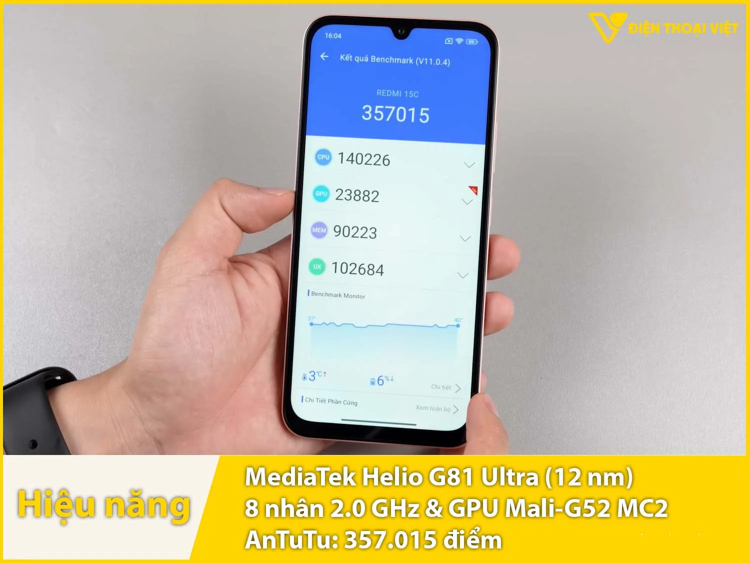 Hiệu năng mượt và ổn định với 357.015 điểm AnTuTu