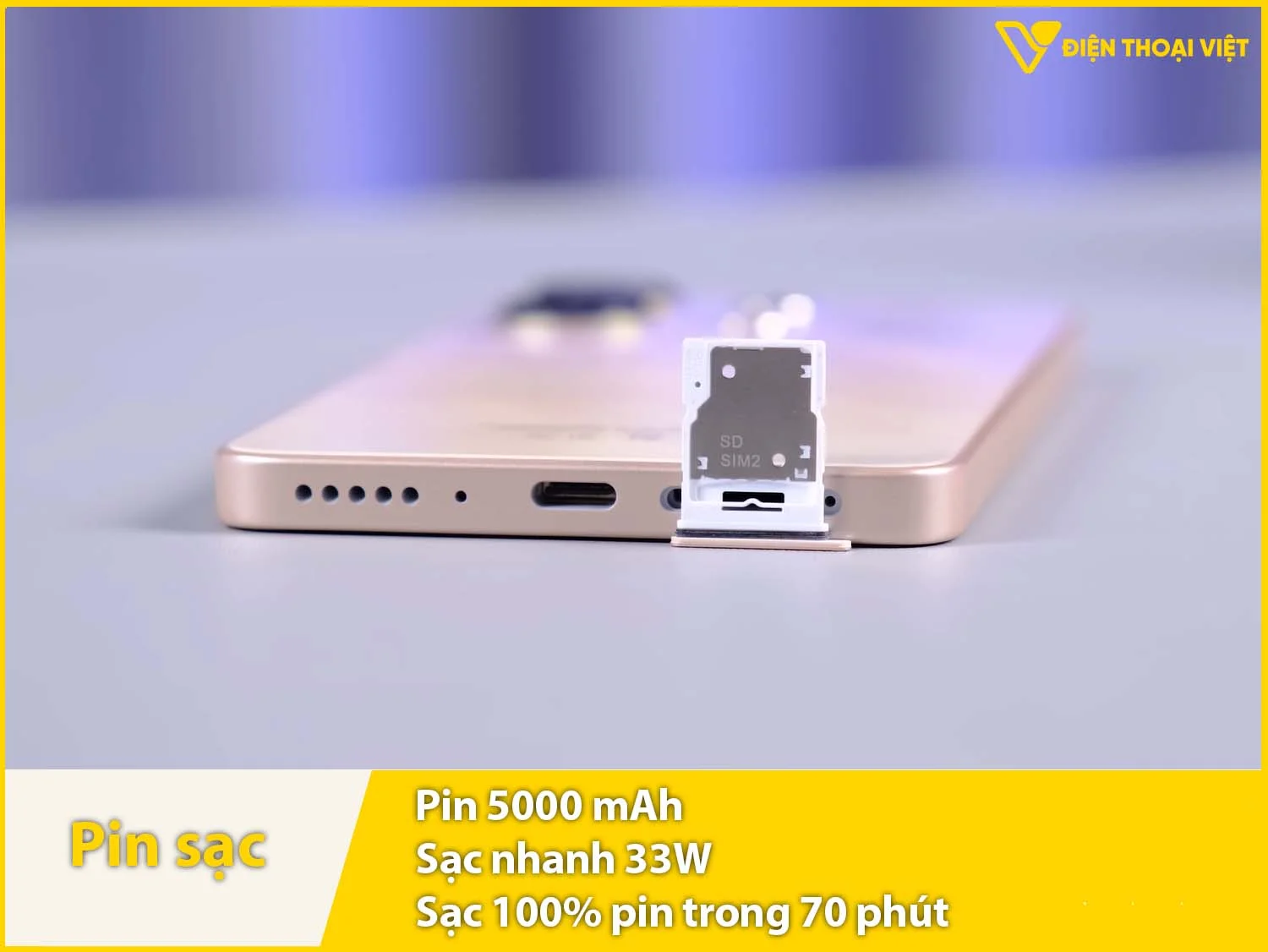 Pin lớn 5000mAh, sạc nhanh 33W