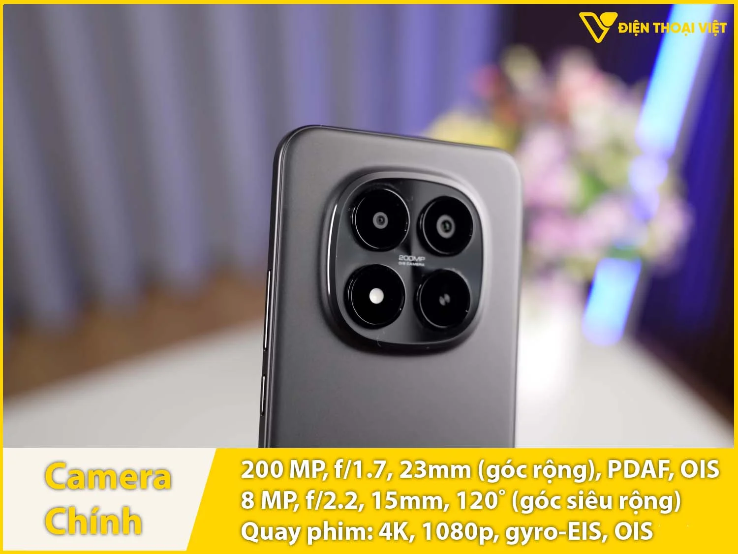 Camera sau 200MP + Góc rộng 8MP