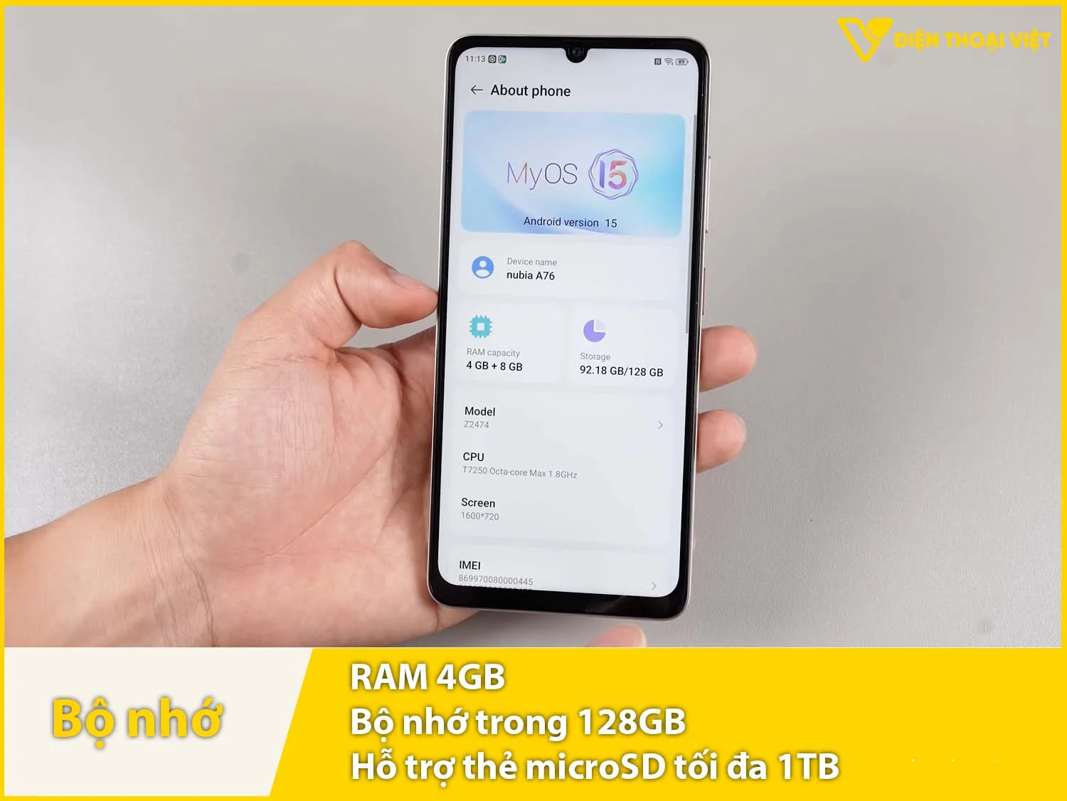 RAM 4GB & Bộ nhớ trong 128GB