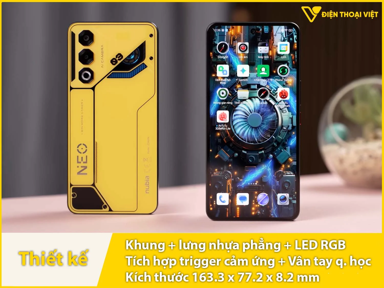 Thiết kế vuông vức & LED RGB