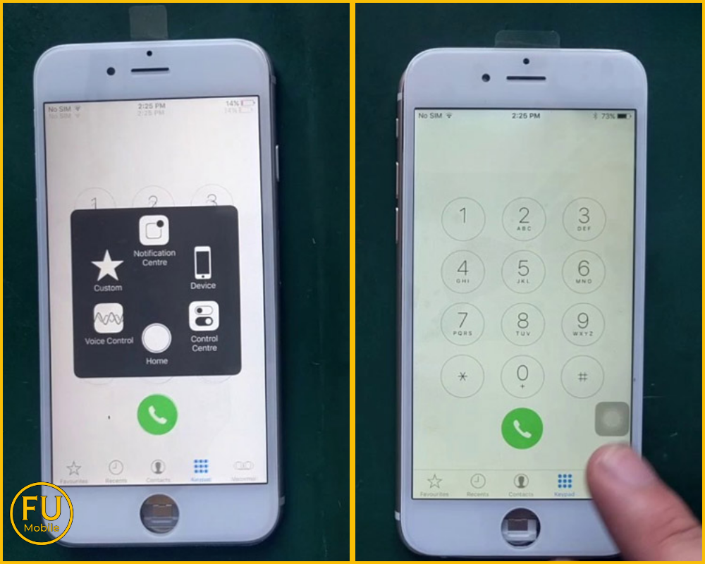 Có thể thấy màn Zin thẩm (phải) ám vàng so với màn Zin hãng (trái)