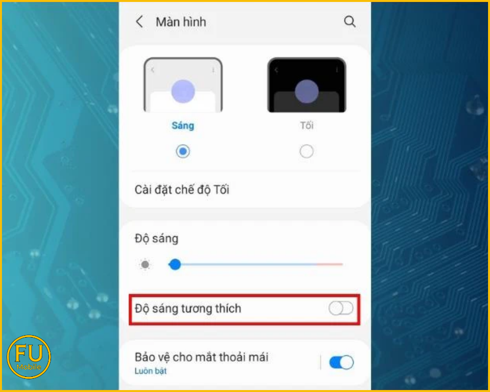 Kích hoạt độ sáng tự động