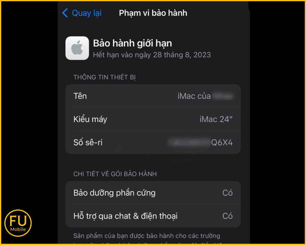 Kiểm tra bảo hành của thiết bị