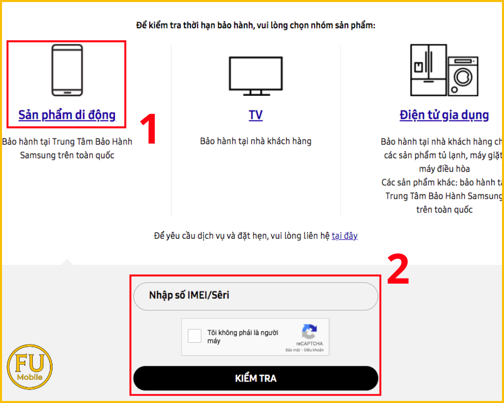 Kiểm tra bảo hành Samsung qua website chính thức