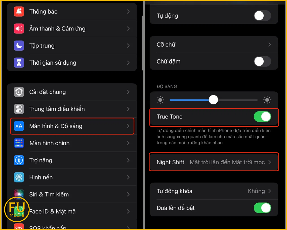 Kiểm tra độ sáng và màu sắc