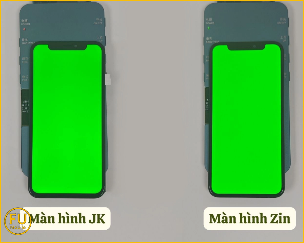 Màu sắc màn hình JK (trái) và màn hình Zin chính hãng (phải)