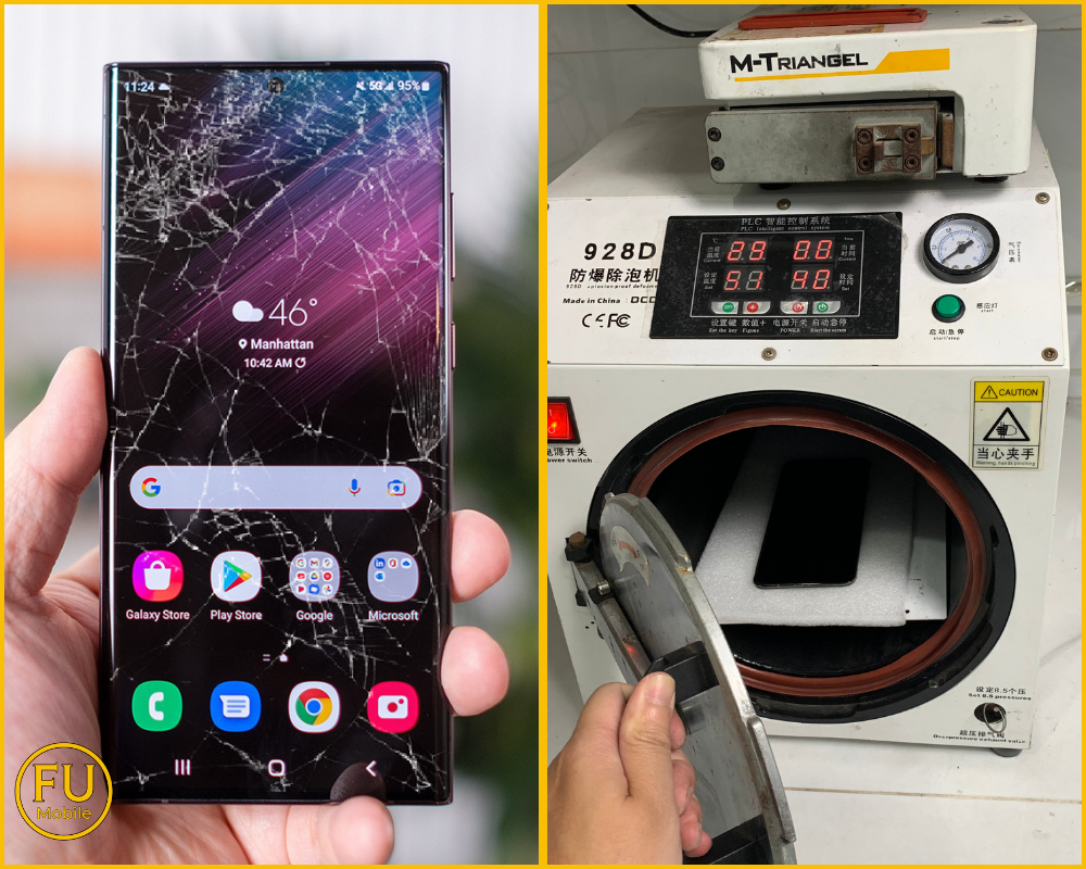 Máy hấp áp suất ép kính Samsung Galaxy S22 Ultra vỡ mặt kính