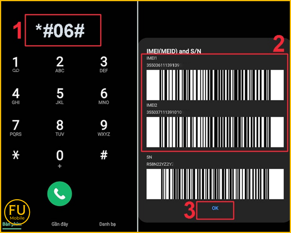 Mở ứng dụng Điện thoại và nhập cú pháp *#06# để lấy số IMEI
