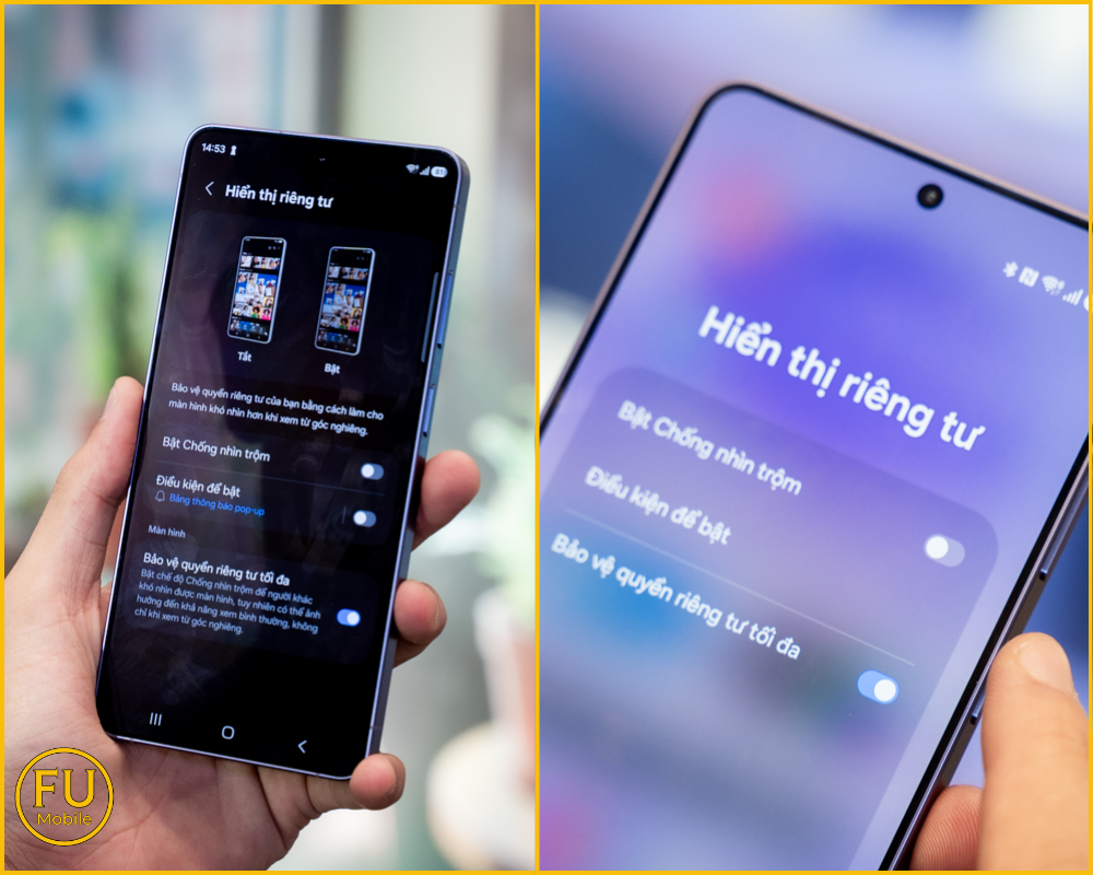 Người dùng có thể tùy chọn chống nhìn trộm theo ứng dụng cụ thể