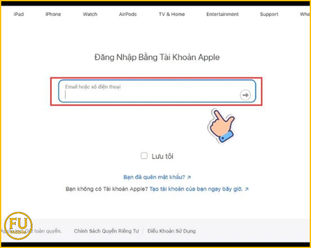 Nhập Apple ID và mật khẩu của bạn để đăng nhập
