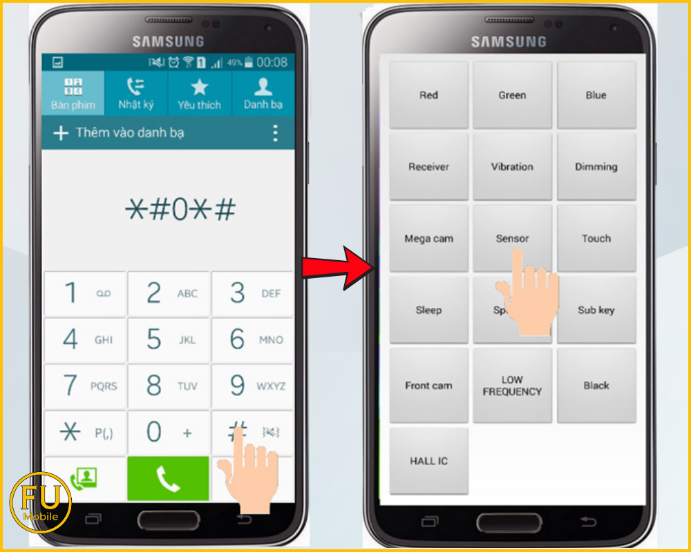 Sử dụng mã lệnh kiểm tra trên các thiết bị Samsung