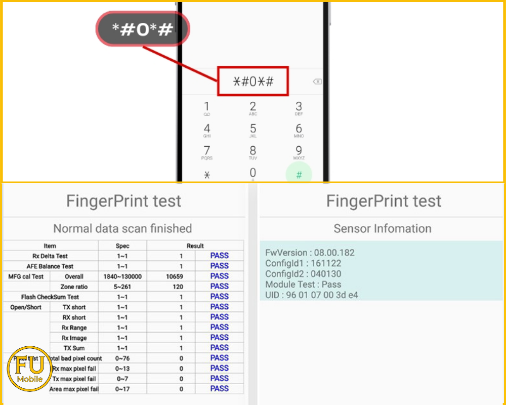 Sử dụng mã lệnh test máy Samsung