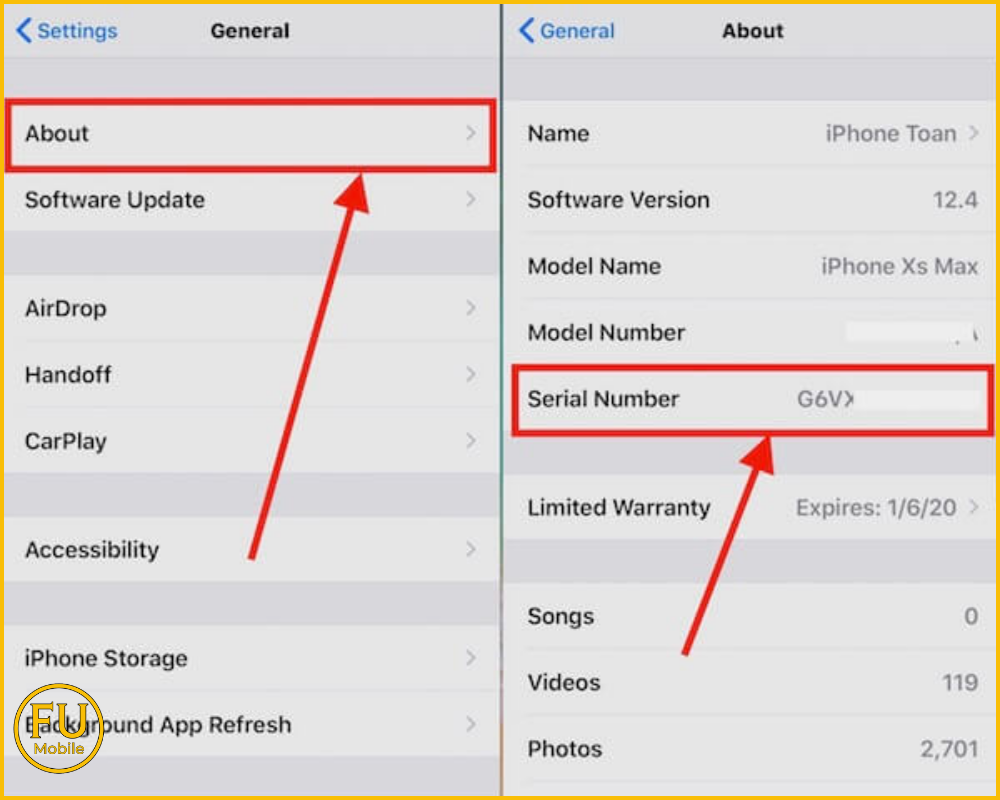 Vào Cài đặt chọn Giới thiệu để xem mã Serial máy