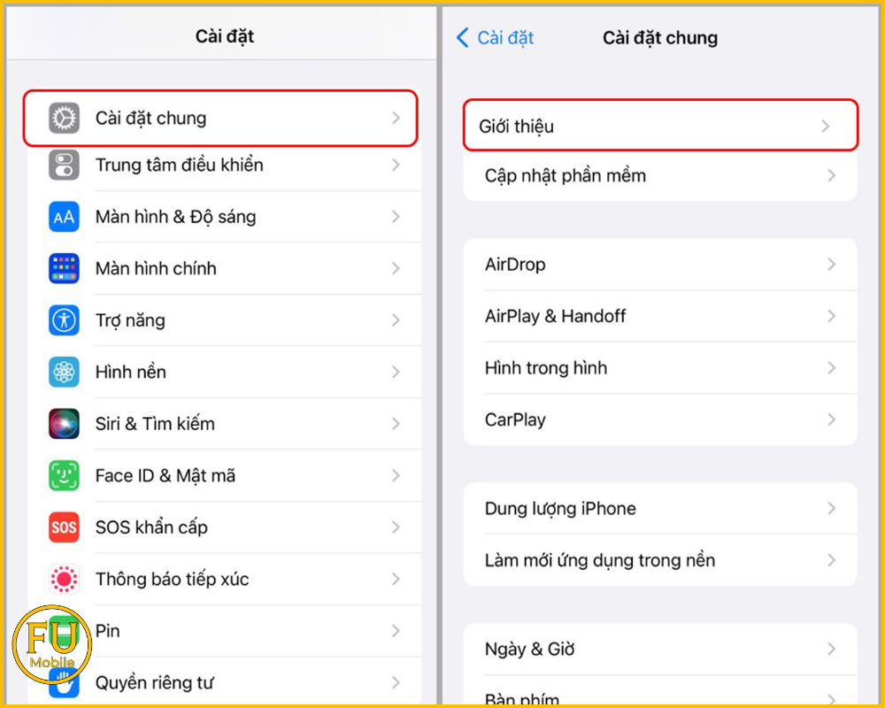 Vào Cài đặt chung và chọn Giới thiệu để kiểm tra bảo hành