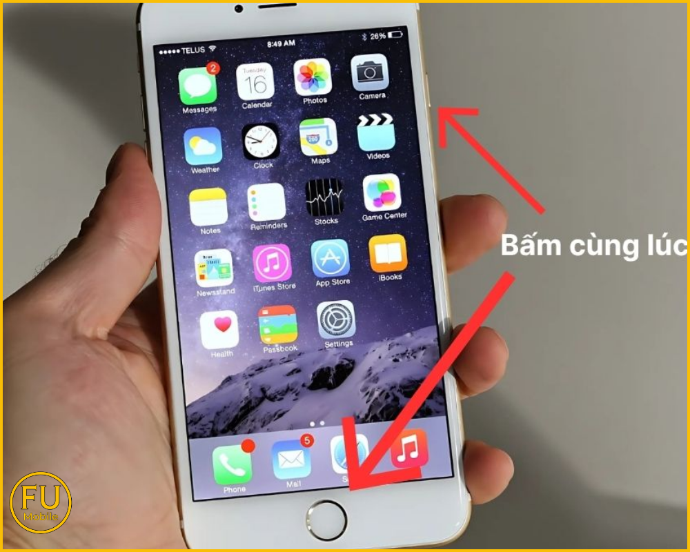 Cách chụp màn hình iPhone 8 trở về trước và dòng iPhone SE