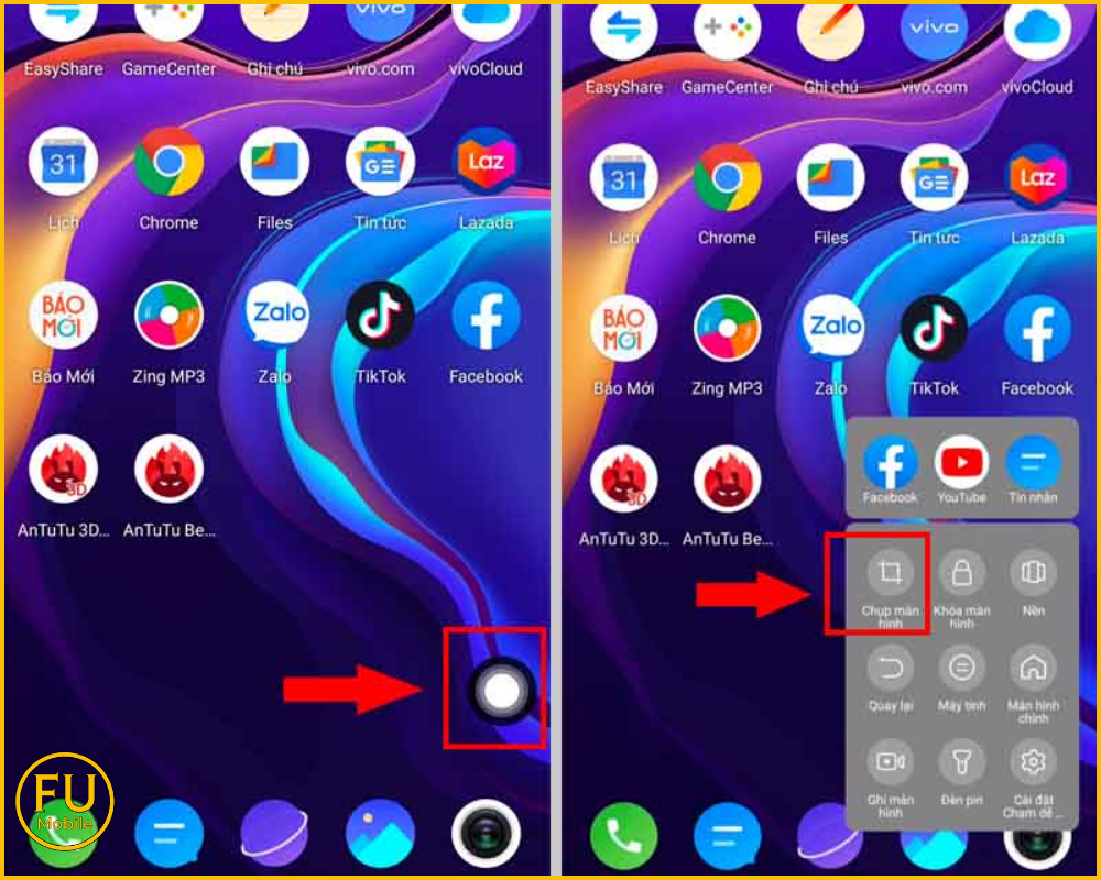 Cách chụp màn hình Vivo bằng nút Home ảo