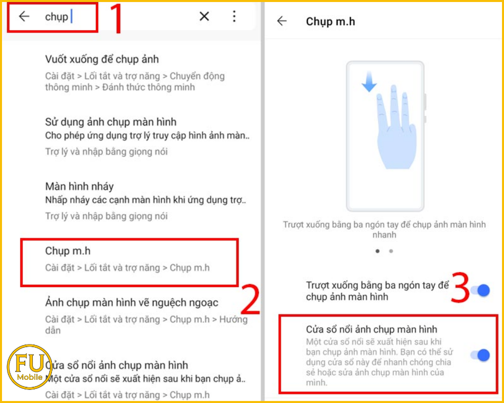 Cách chụp màn hình Vivo bằng thao tác vuốt 3 ngón tay