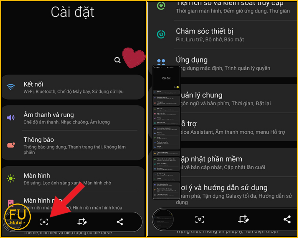 Cách chụp toàn màn hình (Chụp cuộn trang) trên dòng Galaxy A