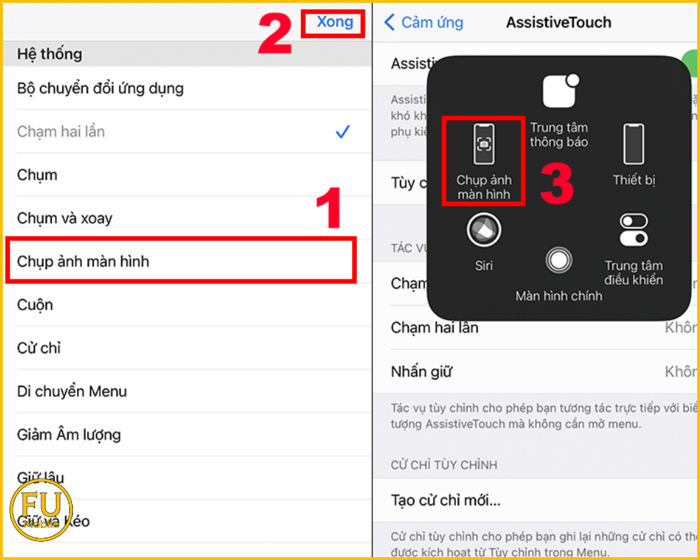 Chọn Chụp ảnh màn hình và nhấn Xong