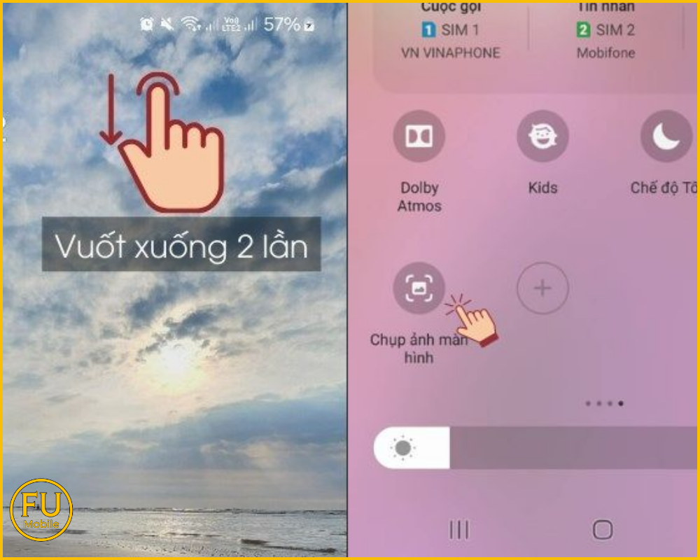 Chụp màn hình bằng bảng menu mở rộng
