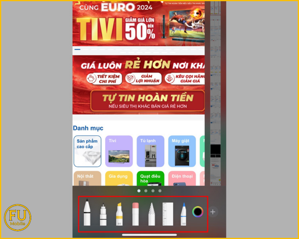 Công cụ bút vẽ, viết chữ hoặc tô màu ở thanh công cụ phía dưới để ghi chú