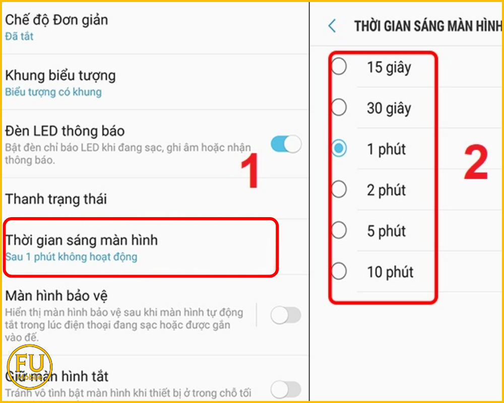 Điều chỉnh thời gian chờ màn hình