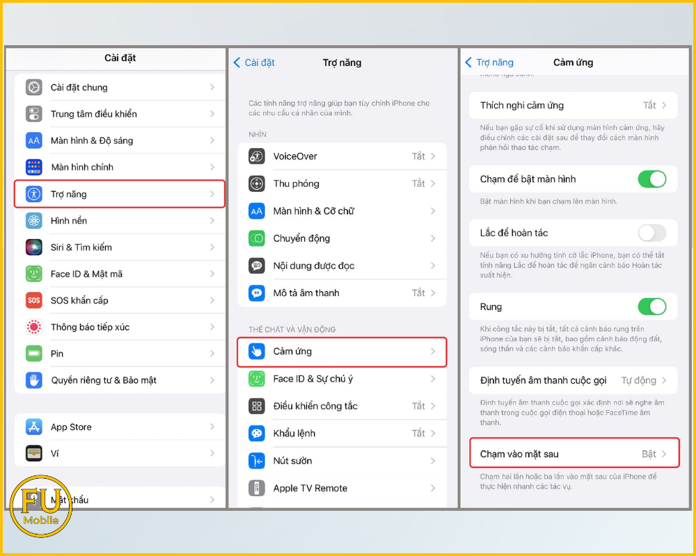 Hướng dẫn bật mục Chạm vào mặt sau để chụp màn hình