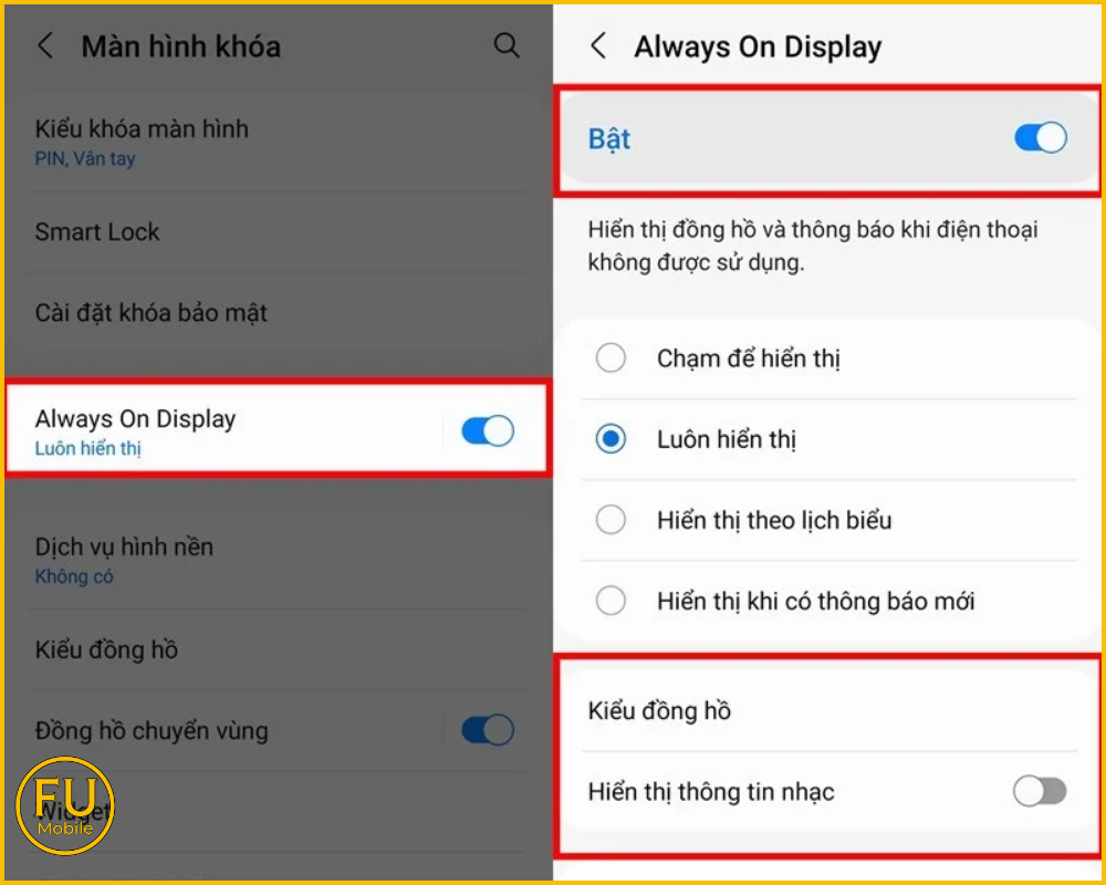 Kết hợp hiển thị thông báo qua tính năng Always On Display
