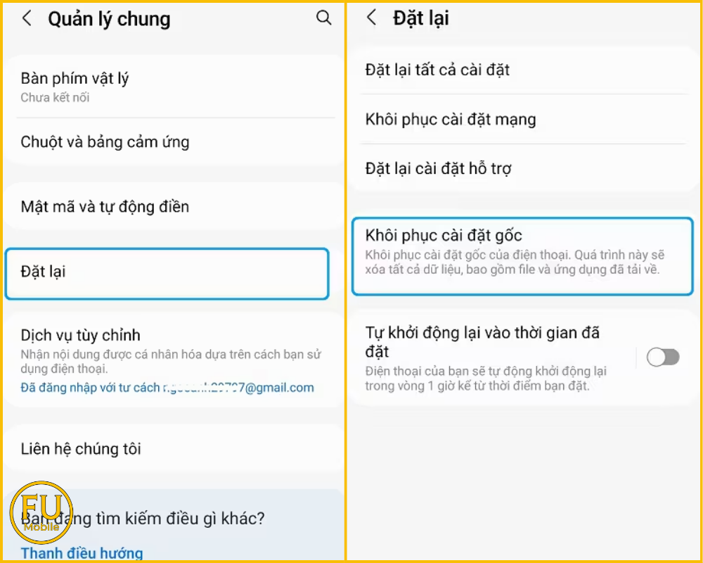 Khôi phục cài đặt gốc