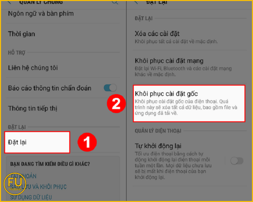 Khôi phục cài đặt gốc của máy S20