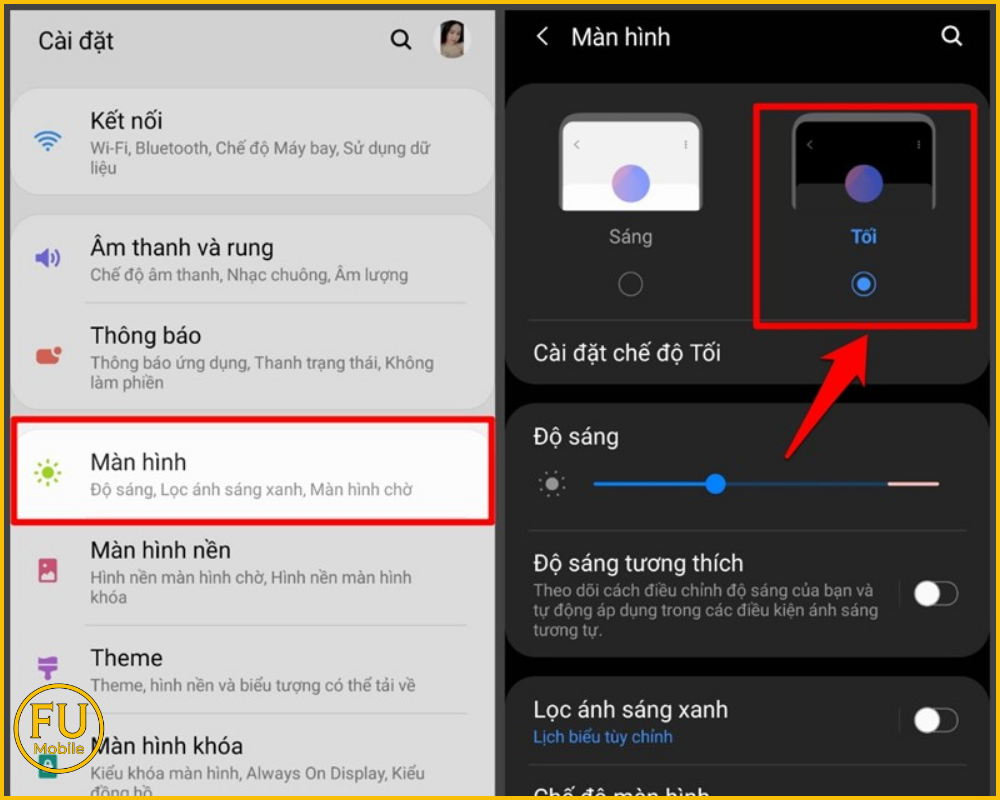 Kích hoạt chế độ nền tối