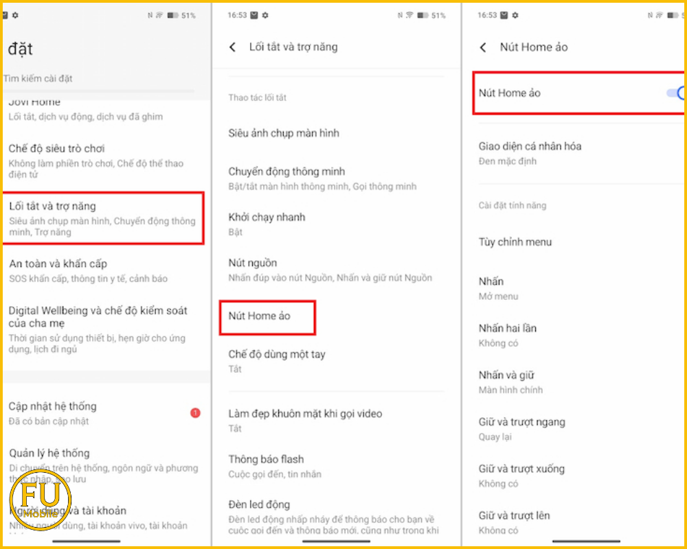 Kích hoạt Nút Home ảo