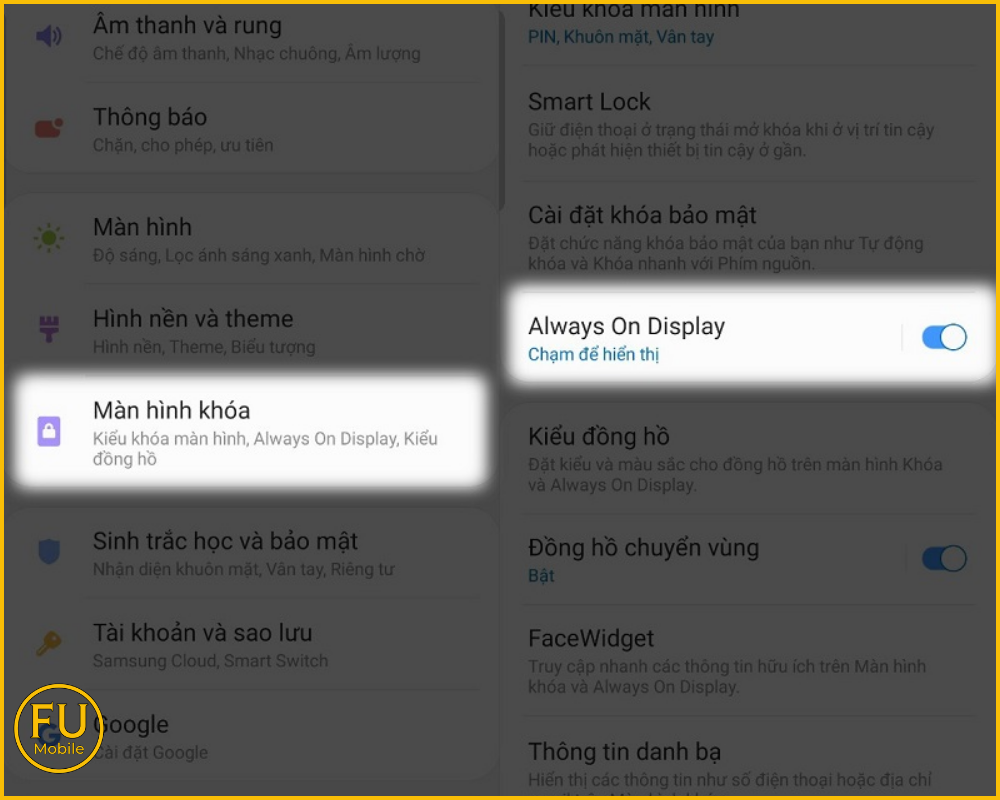 Kiểm tra tính năng Always On Display