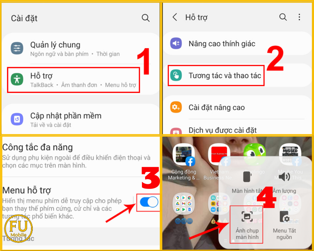 Sử dụng Menu hỗ trợ (Phím ảo) chụp màn hình