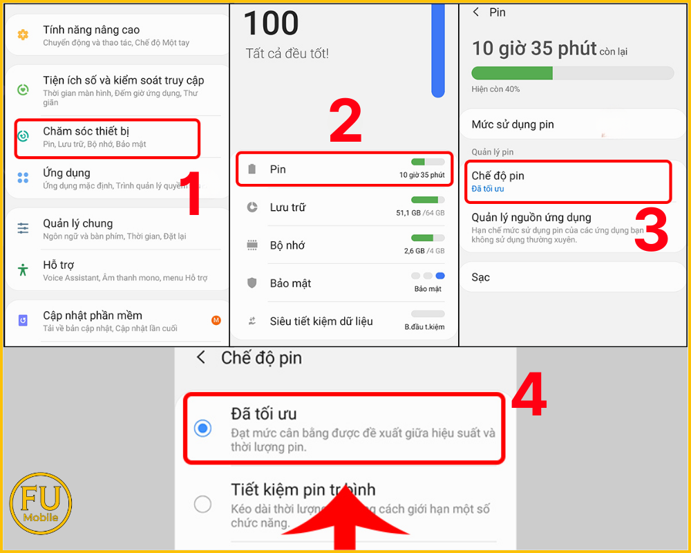 Tắt chế độ Tiết kiệm pin tối đa