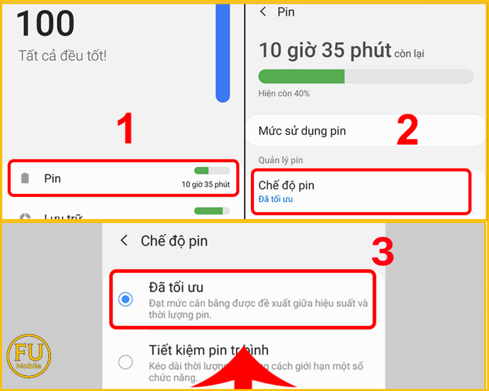 Tắt chế độ Tiết kiệm pin
