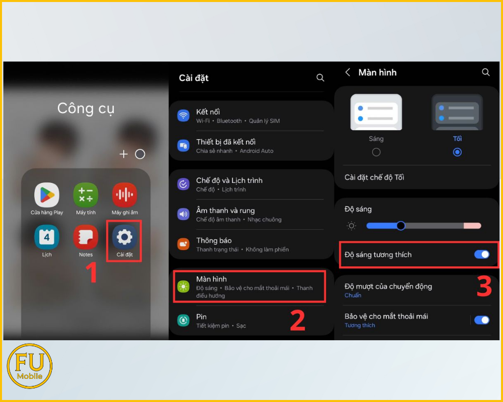 Tắt độ sáng tương thích dòng máy Android