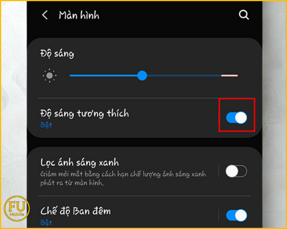 Tắt độ sáng tương thích trên Samsung