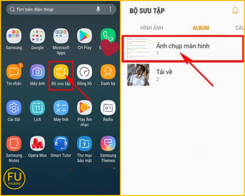 Vị trí lưu trữ và quản lý ảnh chụp màn hình Samsung