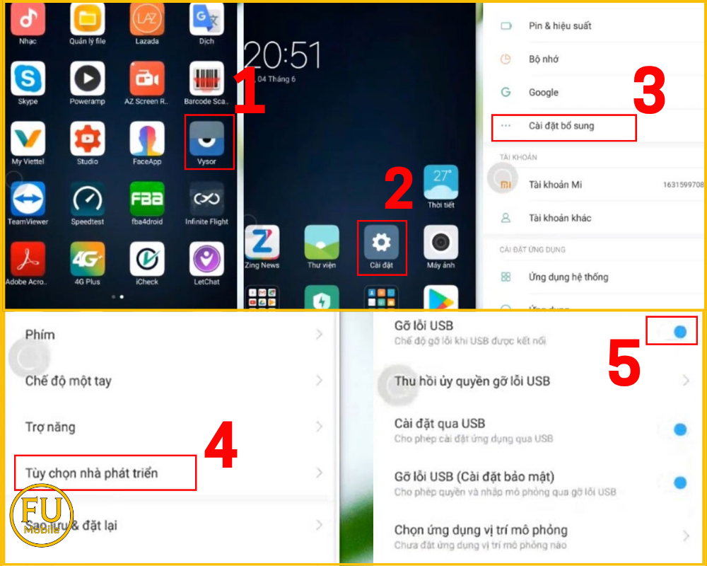 Các bước Gỡ lỗi USB