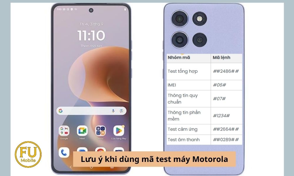 mã test máy Motorola và lưu ý