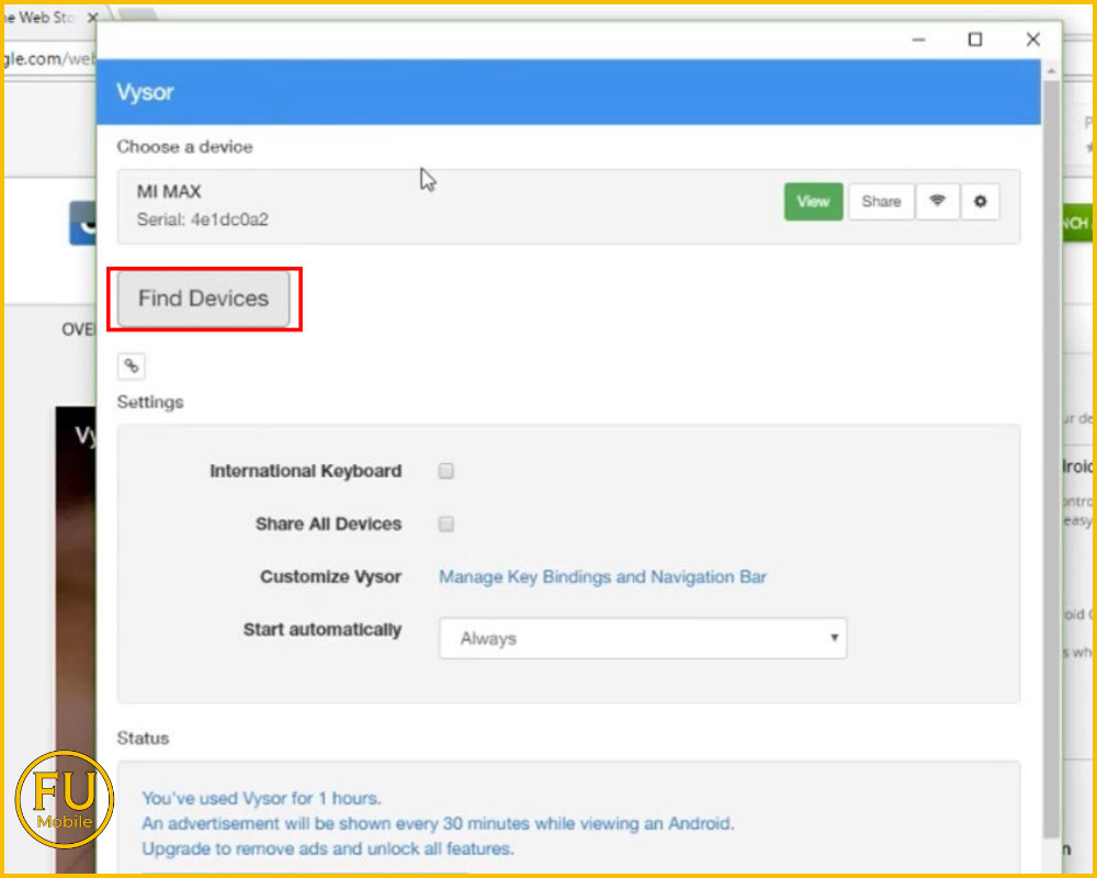 Tại giao diện chính, bạn nhấn vào nút Find Devices