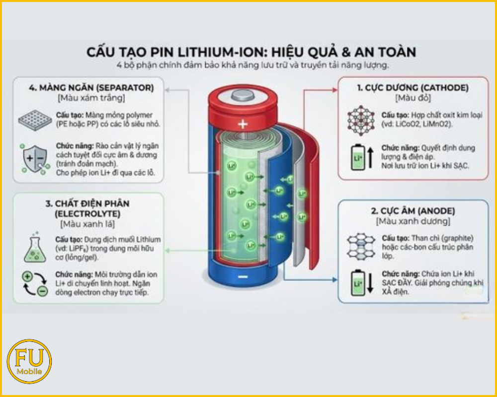Cấu tạo của viên pin Li-ion
