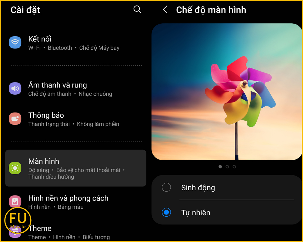Chuyển sang Tự nhiên sẽ trả lại sắc độ trung thực, láng mịn chuẩn xác 100%