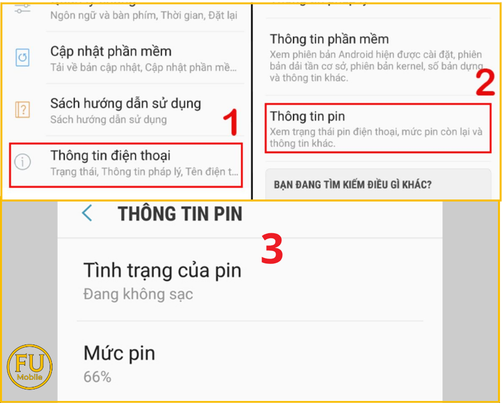 Kiểm tra pin trong Cài đặt