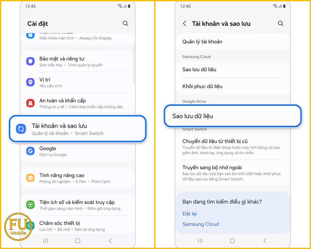 Vào Cài đặt tìm Google Drive và Sao lưu dữ liệu