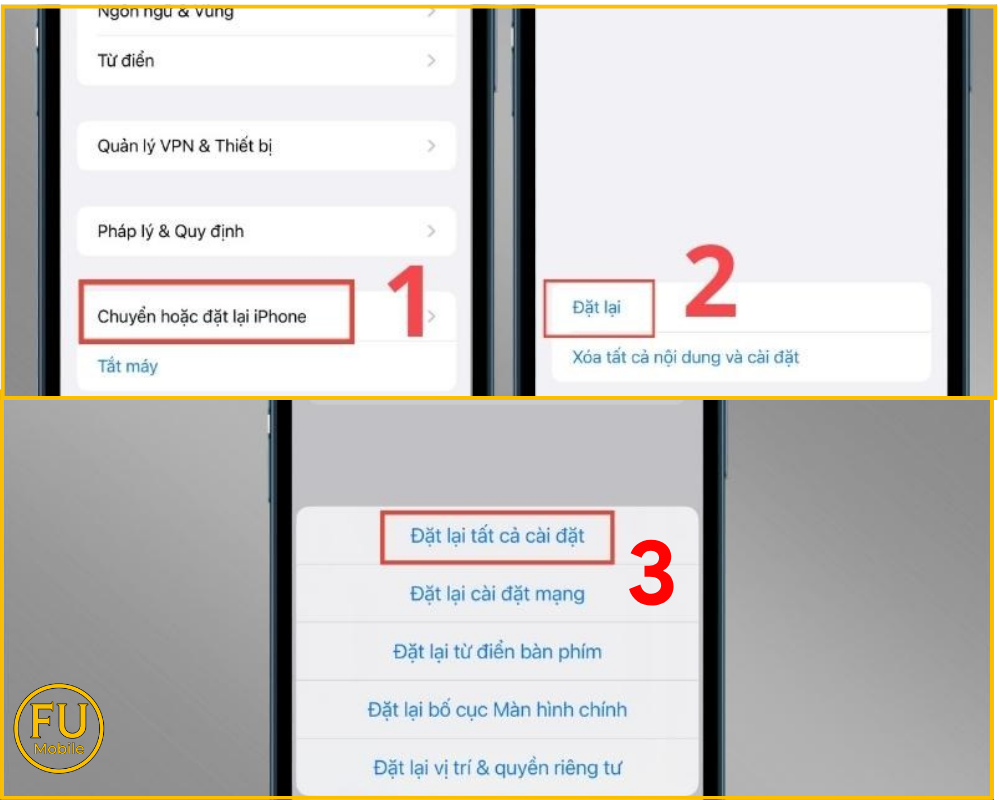 Đặt lại tất cả cài đặt trên iPhone